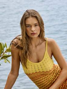 Aralina Women's Casual Chic Luxury Thin Strap Zig Zag Stripe Midi Dress Perfect For Beach Vacations And Summer Holiday Vacations - Multicolor - View 4