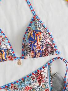 Swim Vcay 女士热带印花比基尼套装，休闲度假风 - 彩色 - 查看 5