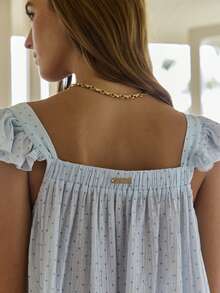 Aralina 女士睡衣优雅宽松娃娃衫迷你连衣裙，配缎带，非常适合圣诞节、新年、海滩度假和夏季假期。 - 藍色 - 查看 5