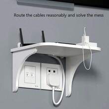 1 st. vit PVC väggmonterad organisatör, routerorganisatör, väggmonterad WiFi-routerställ, flytande väggmonterad ställorganisatör väggmonterad ställ flytande ställ, fyra årstider heminredning, för hemmets set-top-boxar / routrar / spelkonsoler / fjärrkontroller / projektorer / dekorativa ornament / små krukväxter / aromaterapi och andra små föremål placerade i det dekorativa - Vitt - Visa 6