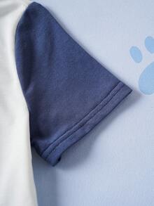 SHEIN | PAW Patrol Young Boy Cute Dog Print Contrast Color Round Neck Short Sleeve T-Shirt, Summer - Multicolor - View 5