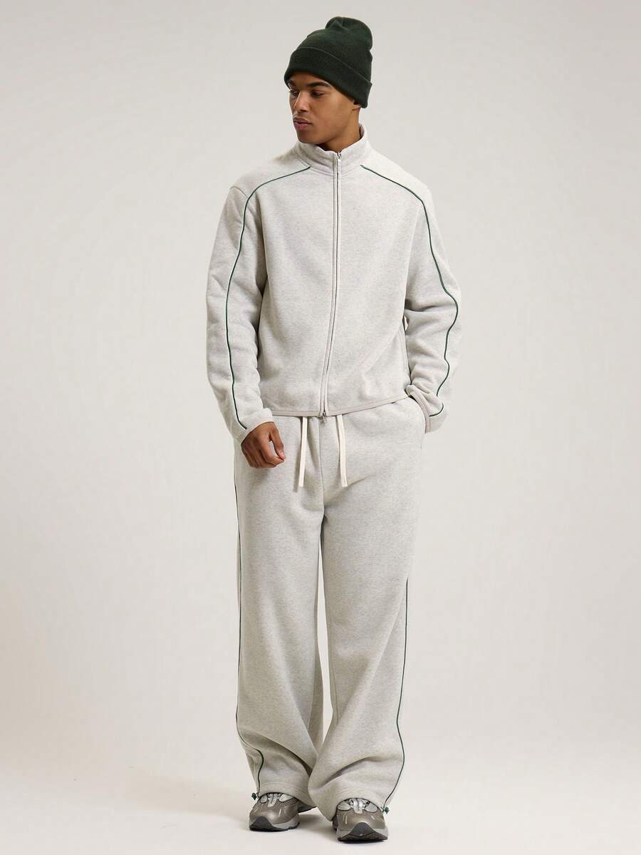 Musero 弹性抽绳腰带，包边细节，宽松阔腿裤，针织裤装，春夏必备单品 - 淺灰色 - 查看 1