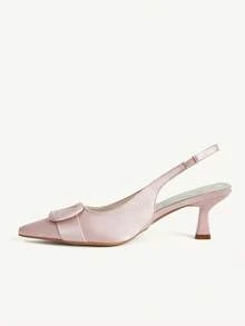 CUCCOO CHICEST Women's Pointed Toe Slip-On Stiletto Heel Backless Ankle Strap Sandals, Minimalist & Fashionable High Heels Elegant Shoes - Baby Pink - View 4