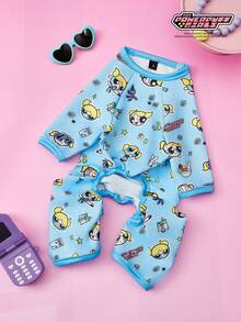THE POWERPUFF GIRLS X PETSIN 1件装兔子女巫字母星星印花宠物连体衣 蓝色运动风亲肤透气宠物服装 - 藍色 - 查看 9