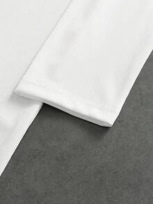 PAVTROS Men's Fitted Long Sleeve Crew Neck T-Shirt, High Elasticity Fabric, Soft & Comfortable, Large Letter Print Design - White - View 6