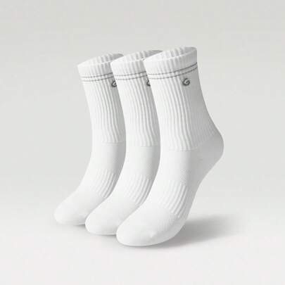 GLOWMODE 3 Pairs Soft Comfort Training Workout Running Ventilated Mesh Seamless Toe Construction Arch Support Crew Socks