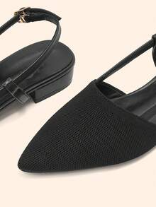 CUCCOO BASICS 女士尖头搭扣设计时尚高跟鞋，适合日常穿着 - 黑色 - 查看 9