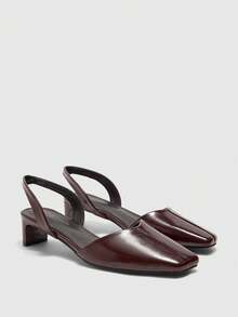 CUCCOO BIZCHIC Giày cao gót mũi vuông đa năng dành cho nữ - Màu Đỏ Sâu - Xem 7