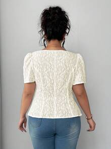 Elenzga Áo thun nữ tay ngắn thắt nơ eo thanh lịch, co giãn, dáng rộng, thời trang đi nghỉ mát cỡ lớn - Màu be - Xem 2