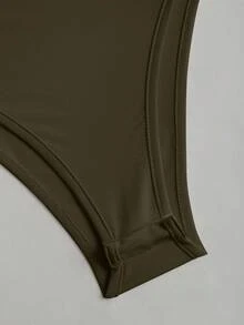 Sweetra Áo liền thân ôm sát, hở vai, thoải mái và đa năng. - xanh quân đội - Xem 5