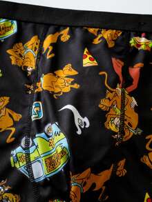 SCOOBY-DOO X SHEIN Men's Casual Comfortable Dog Print Trunks, Summer - Black - View 6