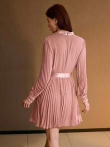 MOTF PREMIUM BELTED PLEATED MINI DRESS, AUTUMN/WINTER - Pink - View 3