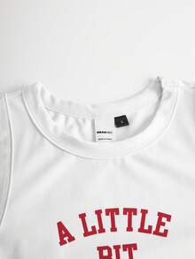 Mean Girls | SHEIN Women's Casual Everyday Commute Fashion Street Slogan Pattern White Tank Top, Summer - White - View 3