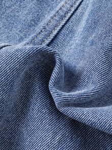 Baby Boy Cute Blue Denim Bib Pants - Light Wash - View 7