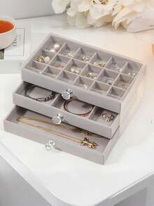 1pc, 54 Compartments, 5 Layers, Transparent, Velvet Cloth, Acrylic Jewelry Storage Box - Large Capacity Earrings, Rings, Necklaces Storage, Home And Travel Dual Use, Fade-Resistant Padded Drawer Design, Women's Gift, Modern Style Jewelry Box - 54 Grid 5 Layers Acrylic - View 12