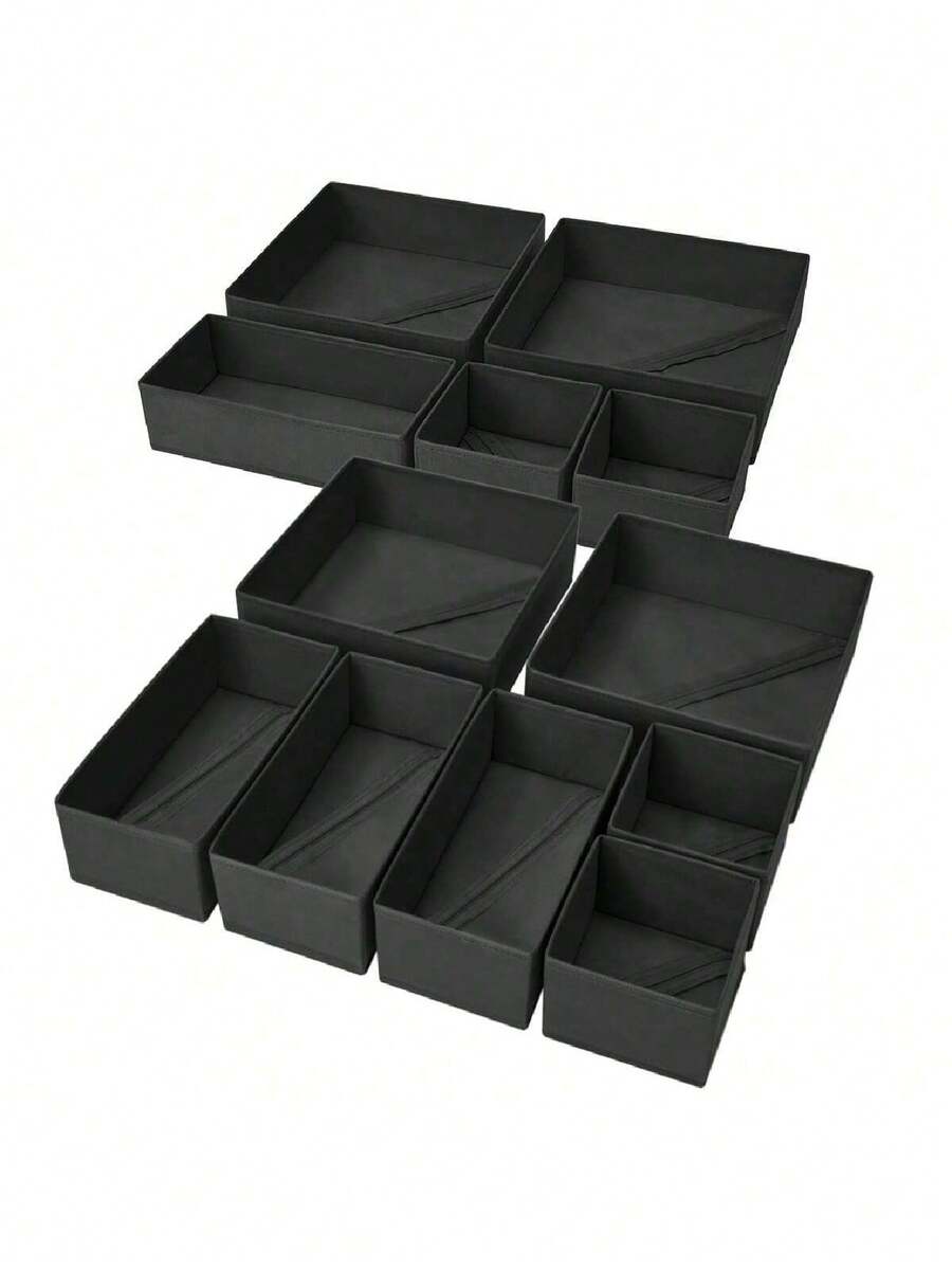 12 Pack Foldable Cloth Storage Box Closet Dresser Drawer Organizer Fabric Baskets Bins Containers Divider For Clothes Underwear Bras Socks Lingerie Clothing