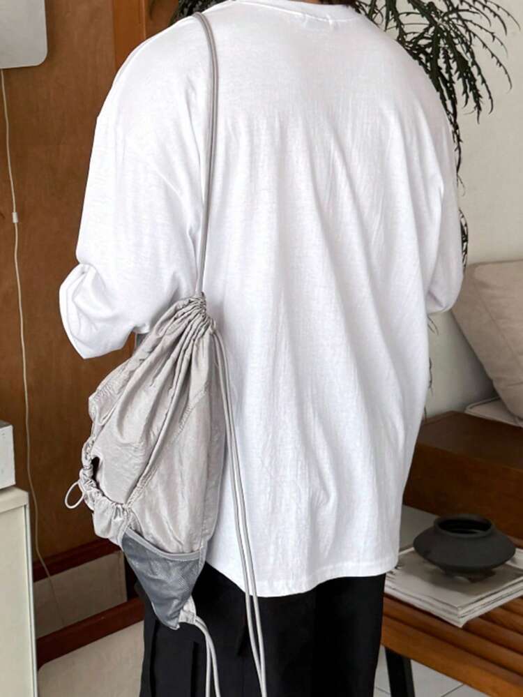 Men's Letter Print Round Neck T-Shirt, Spring