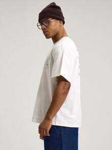 Musero Oversized Crew Neck Short Sleeve Drop Shoulder Graphic Patch Print "MSRO" Tshirt SPRING SUMMER - White - View 3