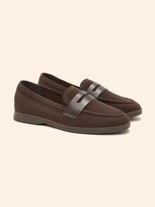 CUCCOO BASICS Mocassins décontractés confortables en tricot de couleur café pour femmes, convenant pour le trajet, l'extérieur, les courses, le travail et le port quotidien - Marron - Voir 4