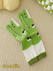 Joivida 1双趣味可爱分趾女袜，卡通人字拖图案新奇船袜，可爱闺蜜同款礼物套装，柔软棉质动漫袜，日式趣味女袜，独特图案休闲袜 - 彩色 - 查看 12