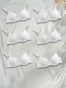 Brasier para mujer estilo sencillo sexy, diseño realzador, tela suave y lisa, ajuste medio corto, para cualquier temporada y ocasión en casa o descanso - Blanco - Ver 1