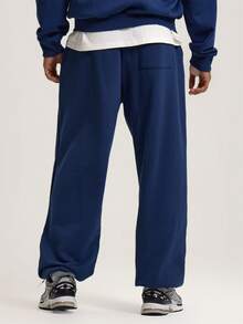 Musero Loose Fitted Basic Style Elasticted Waistband Cuffed Leg Jogger Sweatpants Co Ord Tracksuit Bottoms Only Essentials Spring&Summer - Navy Blue - View 4