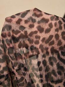 Travachic Plus Size Women Leopard Print Flare Sleeve Top - Brown - View 7