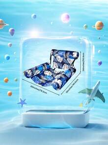 1pc Floating Pool Lounge Chair, Adult Inflatable Pool Hammock Chair, Pool Floating Bed Chair, Floating Pool Sofa With Blue Floral Pattern, Suitable For Summer Pool Party - Multicolor - View 4