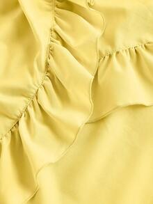 SHEIN MOD Große Größen Damen Schwarzer Rüschen-Saum Rock, Vintage Schwarzer Lagen-Rock - Gelb - Übersicht 4