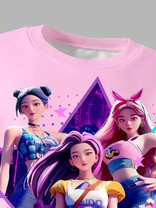两件套少女韩流印花圆领卫衣和打底裤套装，时尚休闲，适合秋冬季穿着 - 彩色 - 查看 6