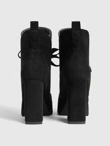 Sugerpunk Women's Fashion Versatile Commuting Thick Sole High Heel Ankle Boots Valentine's Day - Black - View 3