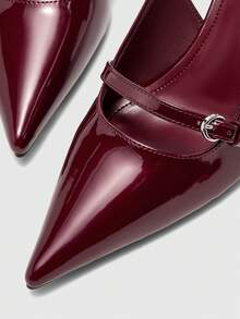 CUCCOO BIZCHIC Women's Pointed Toe Buckle Design Fashionable High Heels, Versatile For Daily Wear Valentine's Day