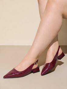 CUCCOO CURVES Bailarinas elegantes y de moda con puntera puntiaguda y ajuste ancho para mujer - Burdeos - Ver 4