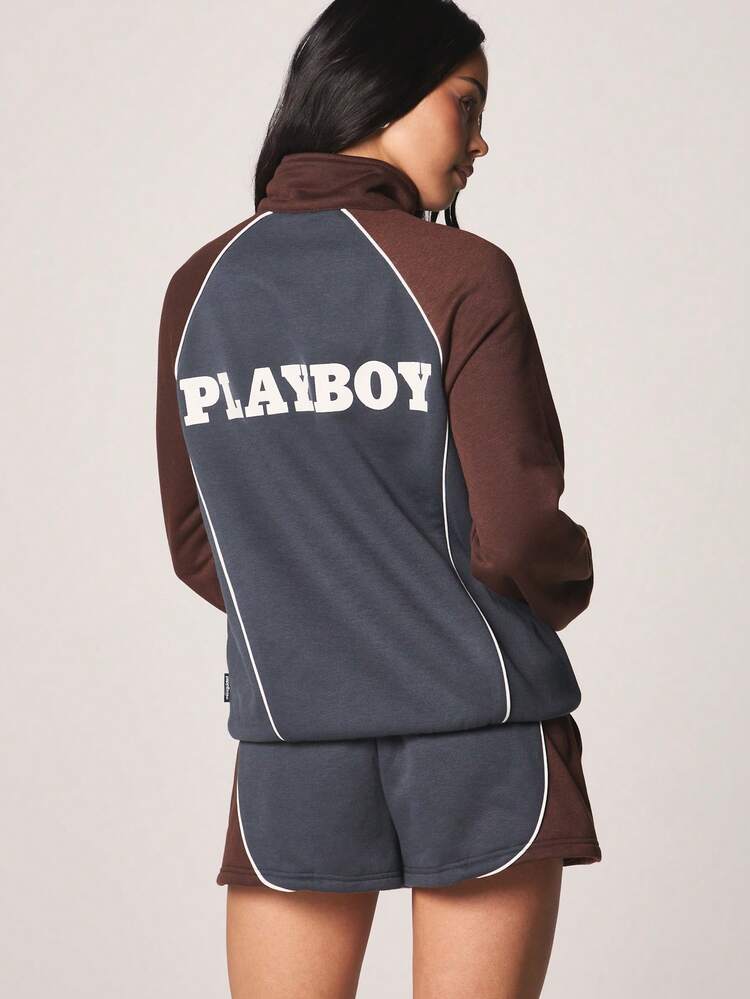 Missguided x Playboy Spodenki do biegania w blokach kolorów, ze ściągaczem w pasie i bocznym panelem, idealne na co dzień