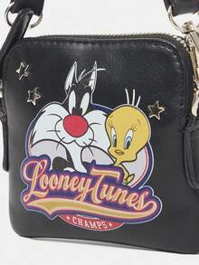 LOONEY TUNES X SHEIN Women's Fashion Personalized Minimalist Cool Streetwear Yellow Print Rivet Handbag, Shoulder Bag, Small Crossbody Bag (3-In-1 Style) - Multicolor - View 6