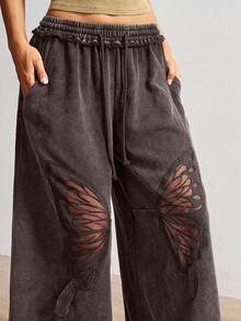 Bohemela Quần dài dệt kim màu trơn thường ngày cho nữ - màu nâu - Xem 1