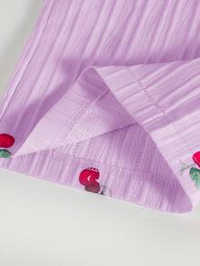 Genkimix Kids 一件复古休闲修身独特樱桃印花连体裤，适合夏季户外活动和上学穿着。 - 紫色 - 查看 8