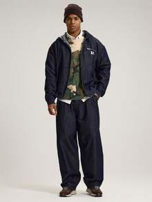 Musero Wide Balloon Leg Pleated Detailing Button Belt Loop Holes Raw Japanese Style Denim Trouser Jeans Autumn Winter Essentials - Dark Wash - View 1