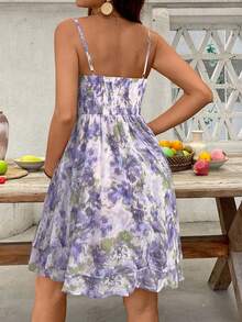 SHEIN 夏季孕妇休闲碎花无袖连衣裙 - 淡紫色 - 查看 2