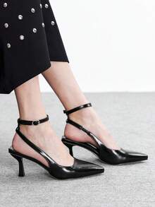 CUCCOO BIZCHIC Women's Pointed Toe Buckle Design Everyday Versatile Fashion High Heels - Black - View 3