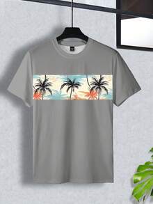 Manfinity Homme 男士时尚印花宽松短袖T恤 | 优雅设计 | 夏季必备 | 易于搭配，展现您的风格 - 彩色 - 查看 3