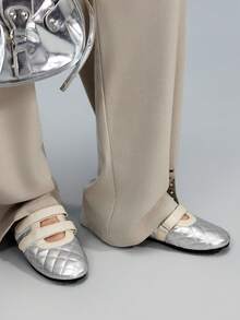 CUCCOO GRLICON 女士休闲平底鞋，百搭时尚，适合日常穿着 - 銀色 - 查看 5