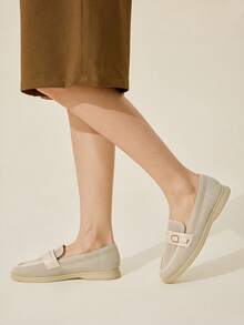 CUCCOO BASICS Women's Buckle Design Casual Fashionable Flat Shoes Valentine's Day - Apricot - View 3