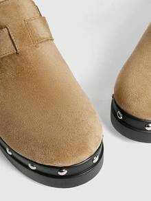 Sugerpunk Women's Retro Buckle Strap High Heel Sandals, Fashionable Casual Chunky Heel Mules - Khaki - View 5