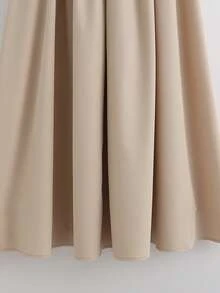 Franclia 新款蝴蝶结装饰半身裙，优雅OL风半身裙 - 米色 - 查看 3