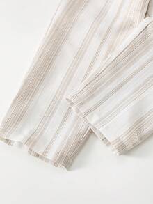 SHEIN 2 Packs Tween Boys' Summer Casual Striped Shirt And Pants Set - White - View 3