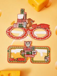TOM & JERRY X SHEIN 2pcs Cute Cartoon Animal Pattern Paper Party Glasses - Multicolor - View 2