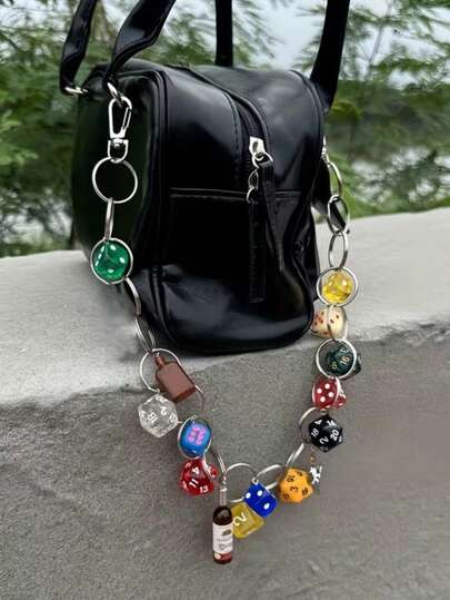 Joivida Chic Resin Dice Keychain | Punk Bag Charm, Gothic Denim Chain & Streetwear Accessory | Unique Gift - Hip Hop Style