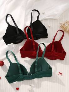 DesireSculpt 3件套女士纯色简约钢圈文胸 - 彩色 - 查看 2