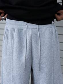 PAVTROS Quần nỉ nam dáng rộng, có dây rút, kiểu dáng thường ngày. - Xám - Xem 5